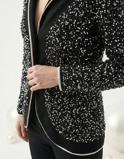 IPHEK Prestige: Kontrast Biyeli Işıltılı Siyah Tüvit Dokulu Takım