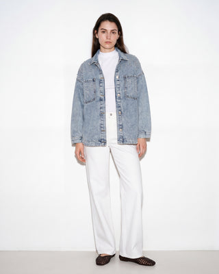 TAŞ İŞLEMELİ OVERSIZE DENİM CEKET